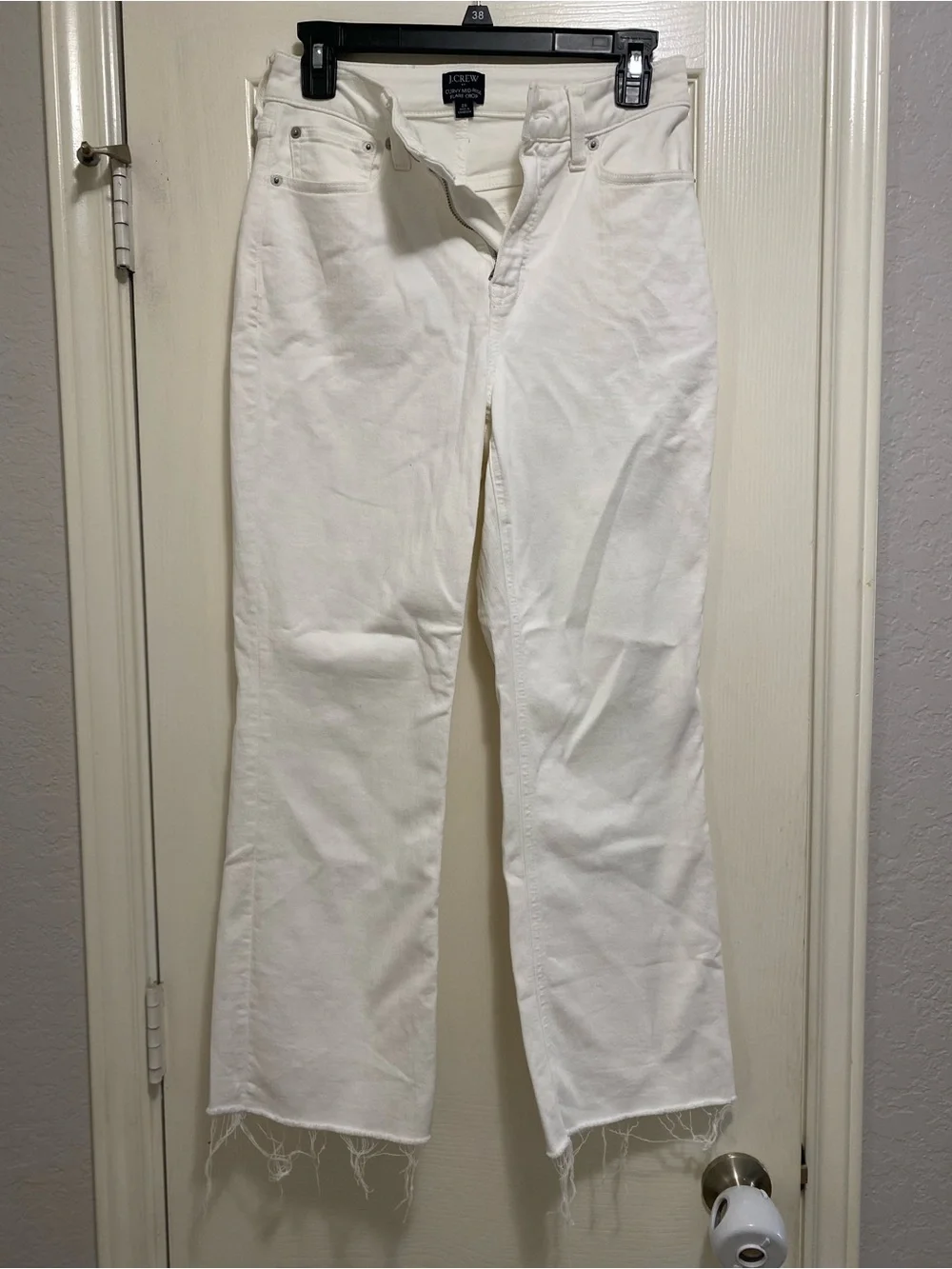 J. Crew White Straight-Leg Jeans with Raw Hem